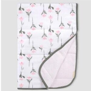 NWT Burt’s Bees Baby organic cotton reversible blanket flower print